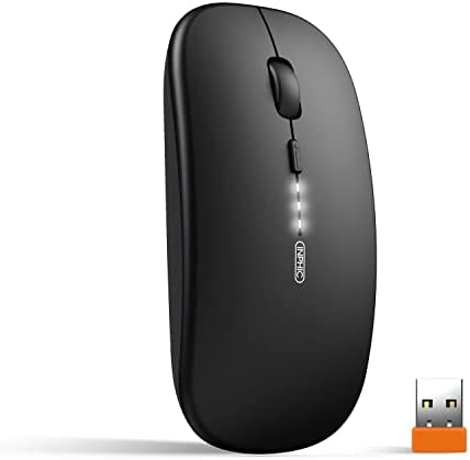 INPHIC Raton inalámbrico, 2.4G Raton inalámbrico Recargable con Receptor USB, 3 Niveles Ajustables De dpi para Computadora PortáTil, Pc, Mac, Computadora, Macbook, Negro