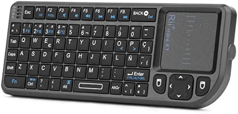 Rii X1 Mini Teclado inalámbrico 2.4GHz con ratón táctil, Control Remoto.Mini Wireless Keyboard - Compatible con Smart TV, Mini PC Android, Playstation, Xbox, HTPC, PC, Raspberry Pi (Layout español)