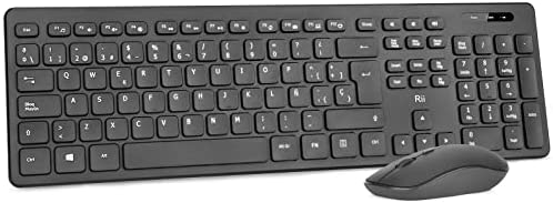 Rii RK200 Combo Ratón y Teclado Inalámbrico para Android/Windows/Mac/Linux y Otros Dispositivos con USB-QWERTY Español,Color Negro