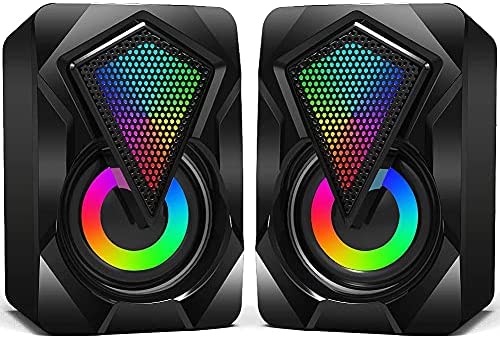 NJSJ Altavoces PC,6W Altavoz PC Gaming,USB 2.0 Sonido Estéreo,Control Integrado, LED RGB Mejorado para Escritorio Móvil,Casa,Viaje,Oficina,Fiesta,Ordenador Portátil,Regalo