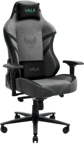 VALK Freya - Silla Gaming de Tela Transpirable, Silla Oficina Ergonomica, Reclinable 160º, Reposabrazos 4D, Base Aluminio, Cojines Memory Foam, Mecanismo basculante, Silla Gamer Profesional (Gris)