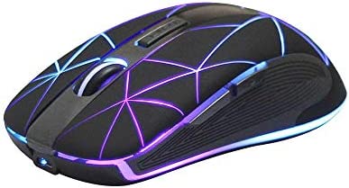 Rii RM200 Ratón inalámbrico con batería Recargable,5 Botones Receptor Nano 2.4 GHz, 3 Niveles dpi Ajustables Multicolor LED, Ideal para Notebooks, PC, Ordenadores. (Negro).