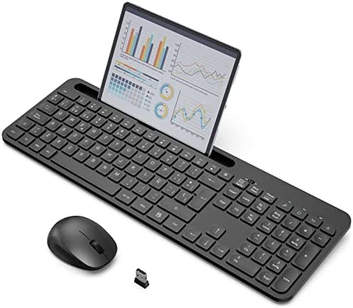 TedGem Teclado y Raton inalambrico, diseño ergonómico 2,4 G Teclado inalámbrico y ratón Combinado USB Teclado y Raton (Negro)
