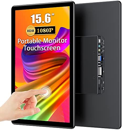 UPERFECT Monitor Portátil Táctil 15.6" Monitor Full HD 1080P HDMI DVI VGA Industrial USB IPS Montaje en Pared Monitor PC Pantalla LCD para Raspberry Pi, Laptop, PC, Mac, PS4, Xbox (15.6 Táctil)