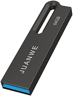 JUANWE USB 3.0 - Memoria USB 3.0 de 64 GB de metal impermeable, 64 GB, 3.0, memoria USB 3.0, memoria flash USB 3.0, unidad flash USB (negro)