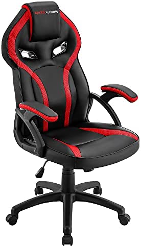 Mars Gaming MGC118BR Silla Gaming Ergonómica en PU y Nylon, Regulable, Rojo