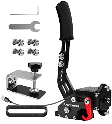 Freno de Mano USB de PC con Base Fija y Accesorios para Logitech G27 / G29 / T300 FANATEC, Profesional, Adaptable y Ajustable (Negro)