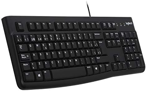 Logitech K120 Teclado con Cable Business para Windows, Tamaño Normal, Resistante a Líquido, Barra Espaciadora Curvada, PC/Portátil, Disposición QWERTY Español, color Negro