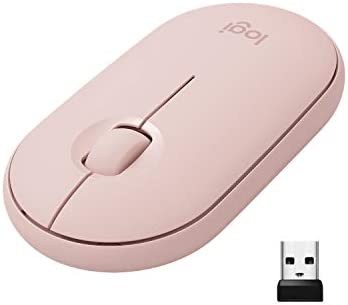 Logitech Pebble ratón inalámbrico con Bluetooth o receptor de 2,4 GHz, silencioso, estilizado ratón de ordenador con clics discretos para portátil/notebook/iPad/PC/Mac/Chromebook - Rosa
