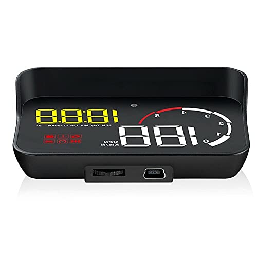 Riloer Pantalla HUD para automóvil, velocímetro digital con proyector Head Up Display para automóvil con pantalla HD amarilla de 5.5 pulgadas