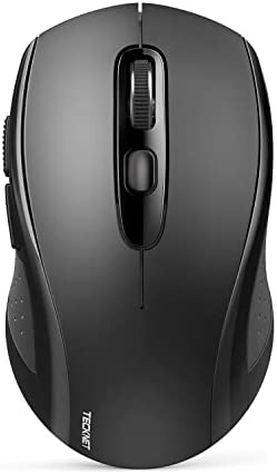 TECKNET Ratón Inalámbrico Bluetooth, 3 Modos de Ratón Bluetooth (BT5.0/3.0+2.4G), Ratón Óptico Portátil de 2400 dpi con Receptor USB Nano para Portátil, MacBook, PC, Windows, Android (Negro)