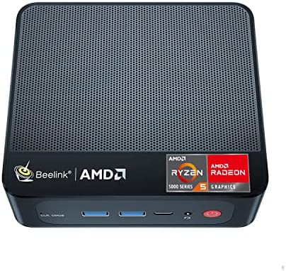 Beelink SER5 Mini PC, AMD Ryzen 5 5500U (6C/12T, máximo 4.0GHz), 16GB RAM 500GB M.2 2280 NVMe SSD Mini PC Ordenador de Sobremesa, 11 Pro, Triple Pantalla, Doble HDMI, WiFi 6, BT5.2, 4K