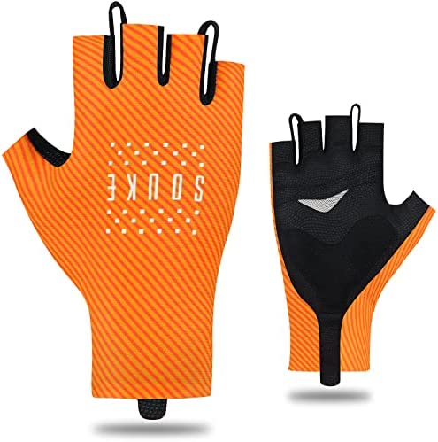 Souke Sports Guantes de Ciclismo para Hombres Mujeres Transpirable Guantes de Bicicleta de Carretera de Medio-Dedo Acolchado Antideslizante Guantes MTB Verano para Camping Ciclismo Correr