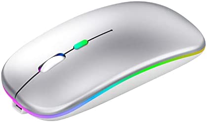 1 ratón inalámbrico Bluetooth de modo dual, carga silenciosa con USB, adecuado para laptop, PC, computadora, oficina, trabajo en casa