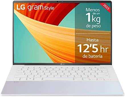 LG gram OLED 14Z90RS-G.AD74B - Ordenador Portátil, 14 Pulgadas, Intel Core EVO i7, Windows 11 Home, 32 GB RAM, 512GB SSD, 1Kg, 12.5h de Autonomía, Color Blanco Aurora, Acabado Nacarado