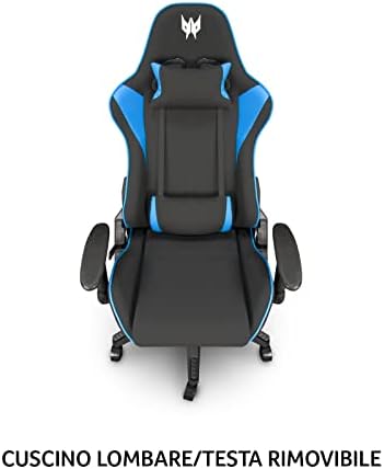 Acer Predator Silla Gaming Rift Lite - Silla Gamer Ergonómica, Con Ruedas, Reposabrazos Ajustable, Cojin Lumbar, Tejido Transpirable, Para la Oficina y Hogar, Color Negro y Azul