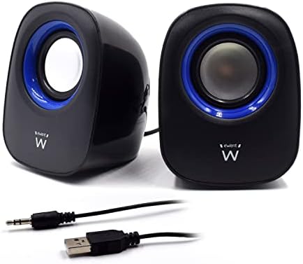 Ewent EW3501 - Sistema de Audio 2.0 Altavoz Altavoces Estéreo, Alimentado por USB, Negro/Azul
