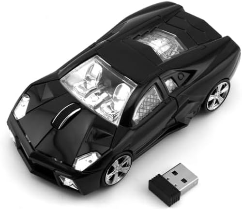 Kuce - Ratón inalámbrico para coche, ratón inalámbrico, 2,4 GHz, para ordenador, ordenador, escritorio, color negro