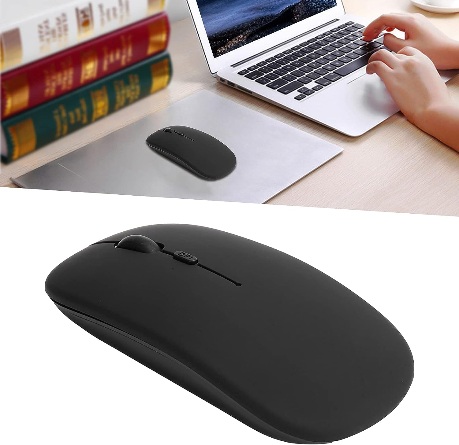 Ejoyous Ratón Bluetooth Silencioso, Mini Ratón Inalámbrico Ratón Delgado Ratón 800/1200/1600 dpi Ajustable, para Computadora Portátil tabletas OS X Mi Samsung 10m Distancia Efectiva