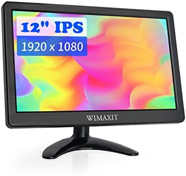 Wimaxit Monitor portátil de 12 Pulgadas HD 1920 x 1080 IPS LCD HDMI Monitor Pantalla Entrada Audio Video Cámara DVD Seguridad CCTV DVR Grabador con Cable HDMI para PC Computadora Oficina