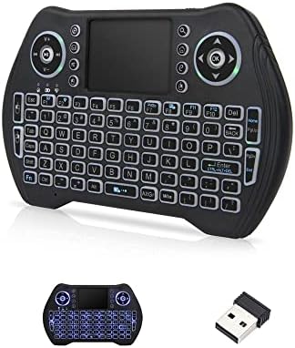 RUPA Mini Teclado Inalámbrico Smart TV Box Teclado con Receptor USB Y Retroiluminación para Android TV Box, LED Azul