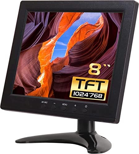 WHOLEV Monitor CCTV HDMI TFT LCD de 8 Pulgadas con Auriculares AV/VGA/HDMI/BNC para Raspberry Pi Home Security cámara IP CCTV Pantalla de Ordenador