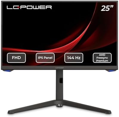 LC-Power Monitor Gaming PC 24,5 AMD FreeSync™ Premium 144Hz DP HDMI USB 2K 1080p IPS Delta E ＜2 VESA 75x75mm