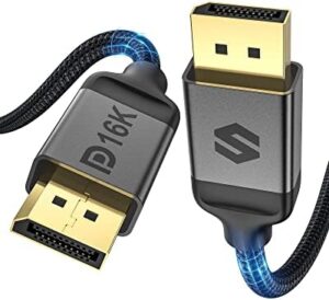 [Certificado VESA] Silkland 16K Cable DisplayPort 2.1/2.0 2M, 4K@240Hz/165Hz/144Hz, 2K@240Hz/360Hz, HDR10, DSC 1.2a, G-Sync y Free-Sync, 80Gbps Cable DP 2.1/2.0 para Monitor, Tarjeta Gráfica, PC