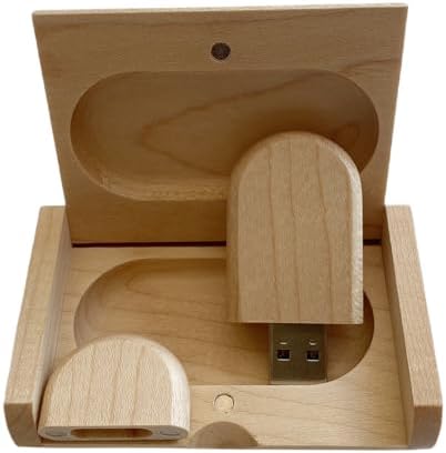 Yaxiny. Unidad Flash USB 2.0 de madera de arce. Memoria USB con caja de madera (4.0 GB)