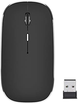 EasyULT Ratón Bluetooth Recargable de Dos Modos(BT5.1 + 2.4G inalámbrico), Ratón Silencioso Click con 3 Niveles de dpi, para Computadora Portátil, PC, Portátil, Computadora, Macbook(Negro)