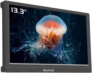 Bnztruk Monitor portátil de 13,3 pulgadas, HDMI, pequeño, externo, HD, 1366 x 768, pantalla con HDMI VGA para ordenador portátil PS4, Xbox, Raspberry Pi, PC 16:9, 60 Hz, Plug & Play, delgado y ligero