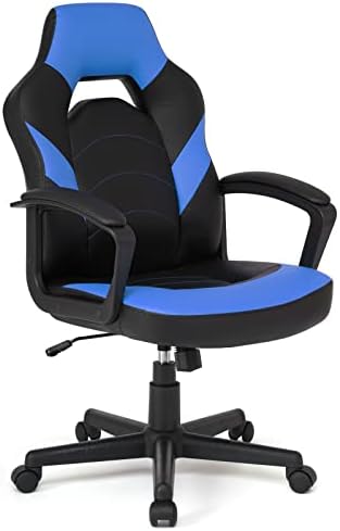IntimaTe WM Heart Silla Gaming, Racing Silla Gamer Ergonómica, Sillas de Escritorio de Oficina para Adultos, Silla de Juego Giratoria, Silla de Ordenador Cuero Artificial, 48x50x115cm, Azul
