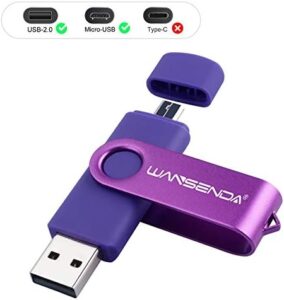 Memoria USB Pendrive 128GB 64GB 32GB Wansenda S100 OTG USB 2.0 para Dispositivos Android, PC/Tableta/Mac (64GB,Morado)