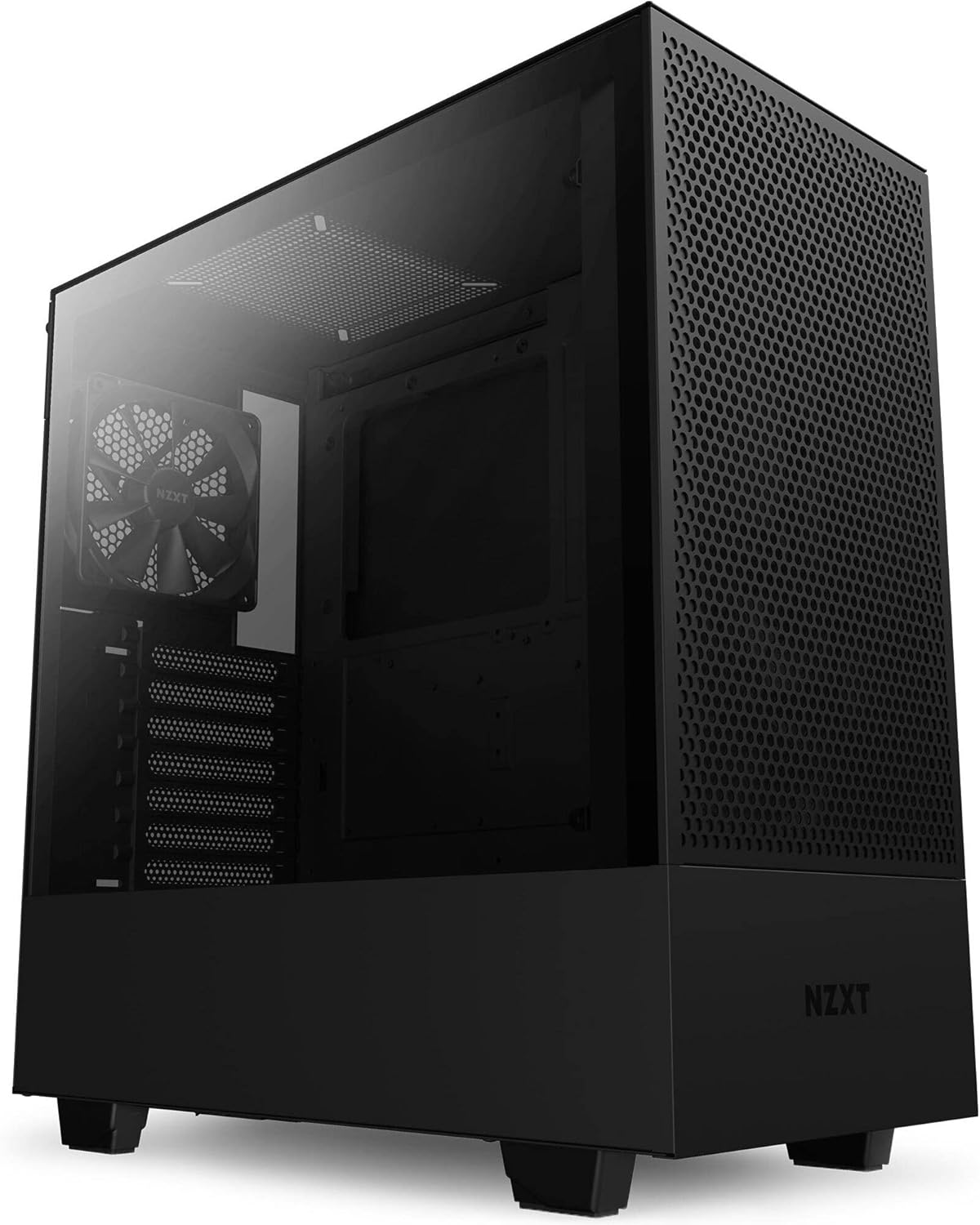 NZXT H5 Flow Caja Compacta PC Gaming ATX Mid-Tower | Panel Perforado | Panel de Cristal Templado | Preparado para refrigeración por Agua | Color Negro | CC-H51FB-01
