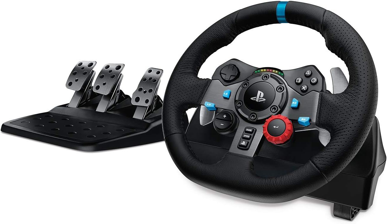 Logitech G29, Driving Force Volante de Carreras y Pedales, Force Feedback, Aluminio Anodizado, Palancas de Cambio, Enchufe Eu, Ps4/Ps3/Pc/Mac, USB 2.0/Alámbrico, PS4, PS3, Window 10.81, Windows 8, Windows 7, Mac OS 10.10+, Negro